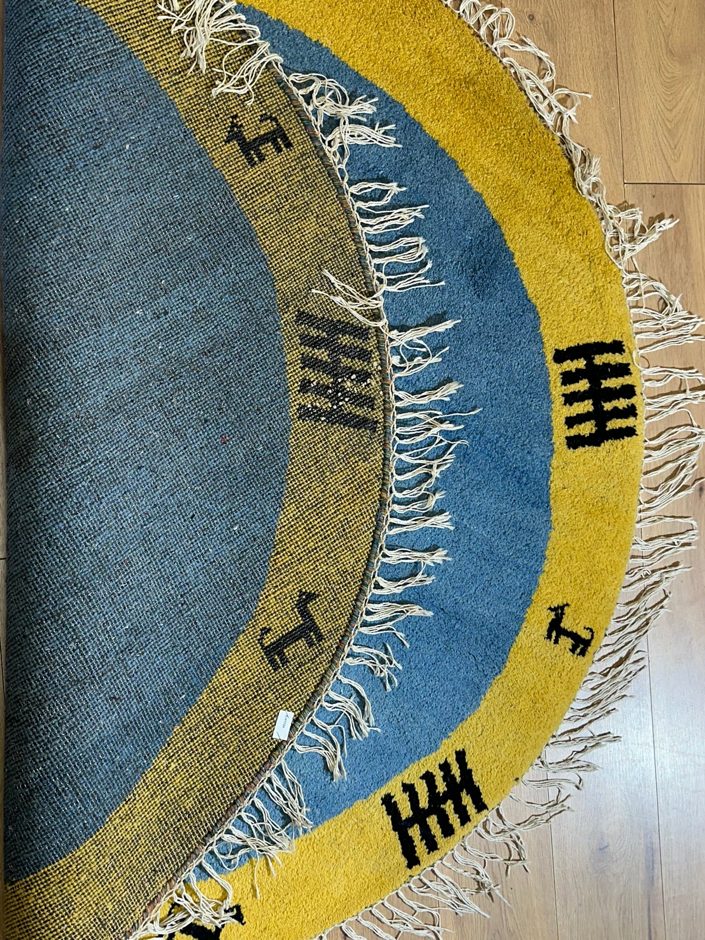 Moderner Gabbeh-Teppich handgeknüpft Indisch rund ca. 150 cm