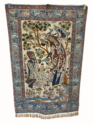 Orientteppich handgeknüpft Isfahan seide 160x110 cm