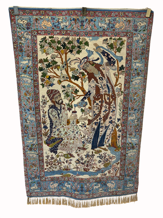 Orientteppich handgeknüpft Isfahan seide 160x110 cm
