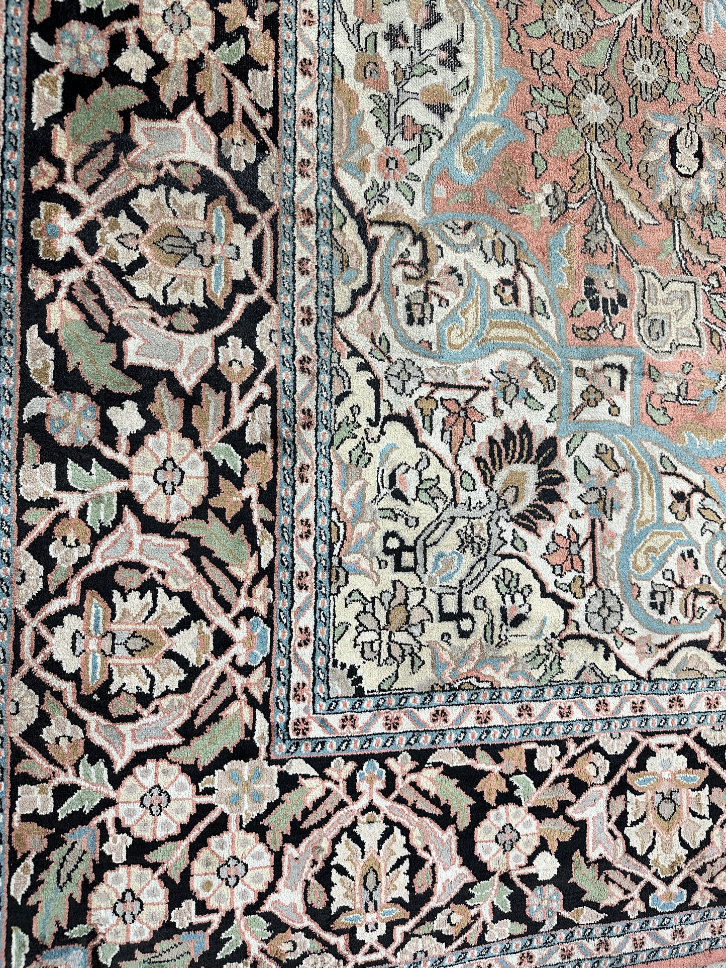 Handgeknüpfter Orientteppich Kaschmir Seiden Ghom Seidenteppich 360x270 cm
