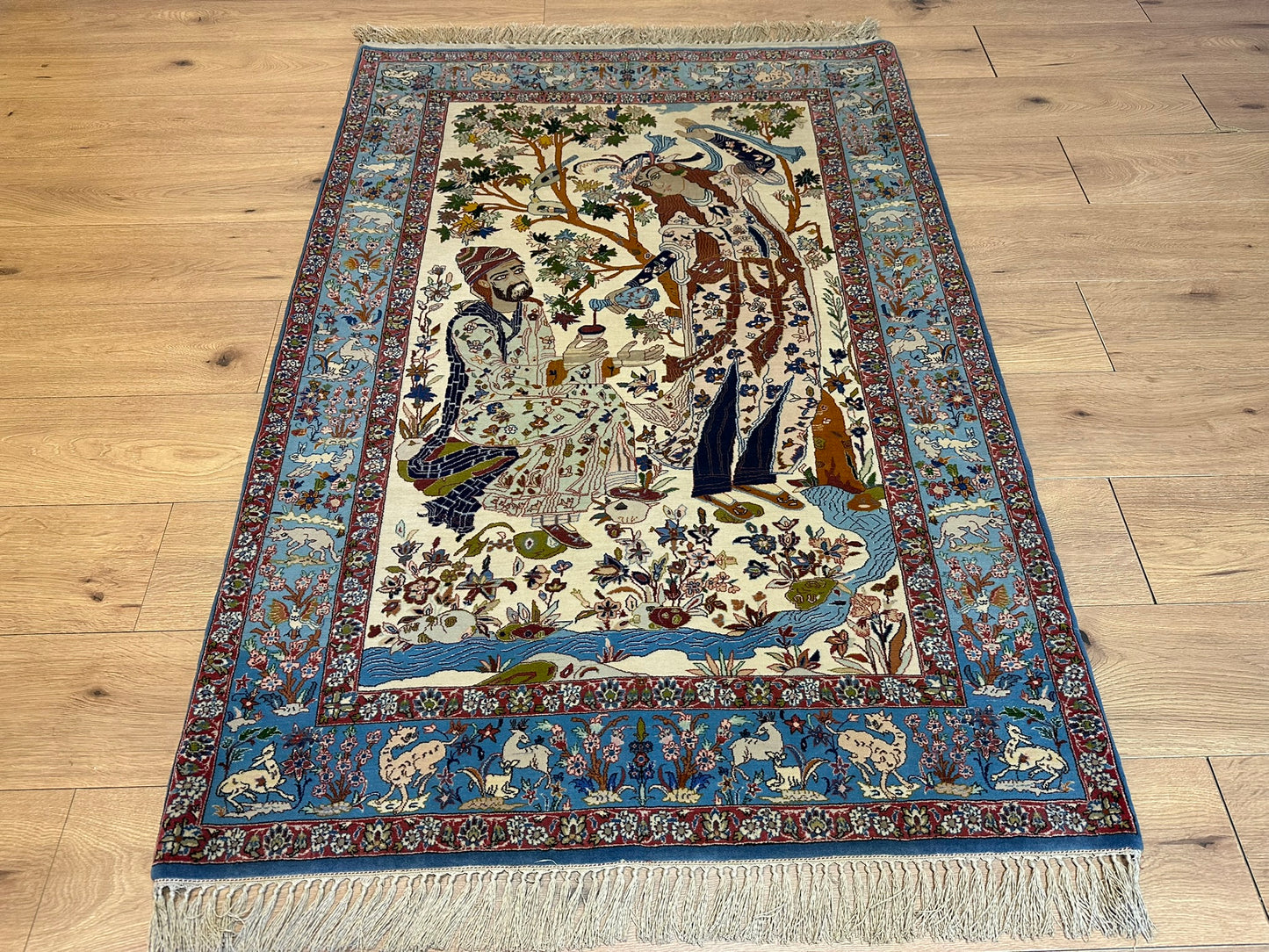 Orientteppich handgeknüpft Isfahan seide 160x110 cm