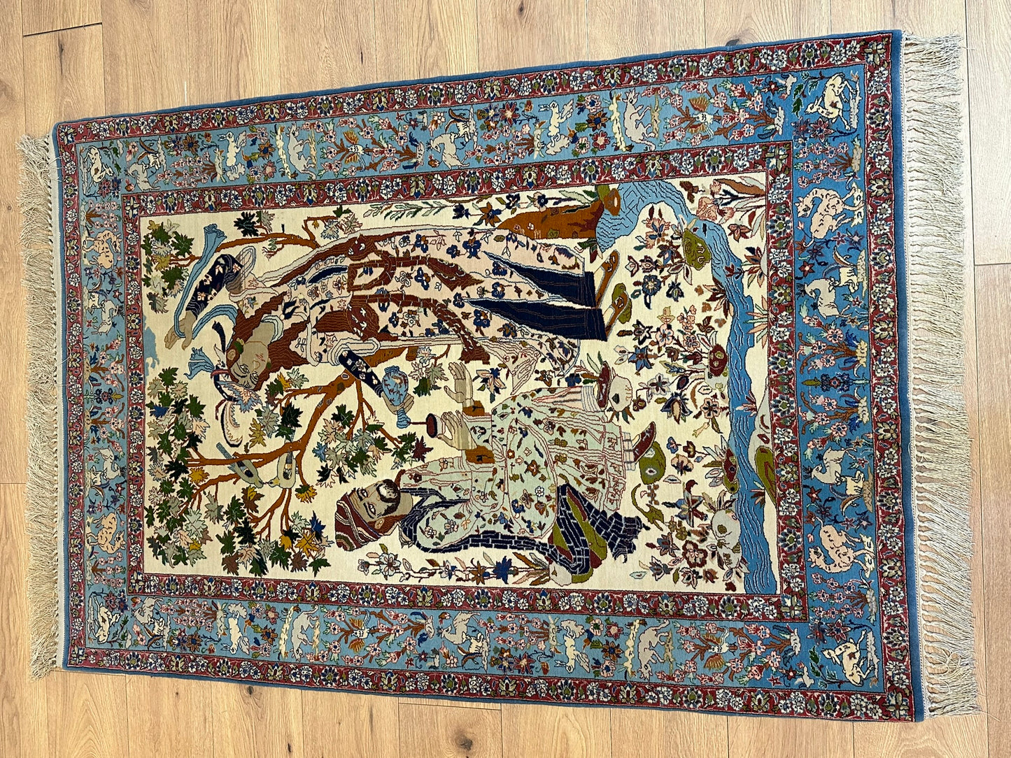 Orientteppich handgeknüpft Isfahan seide 160x110 cm
