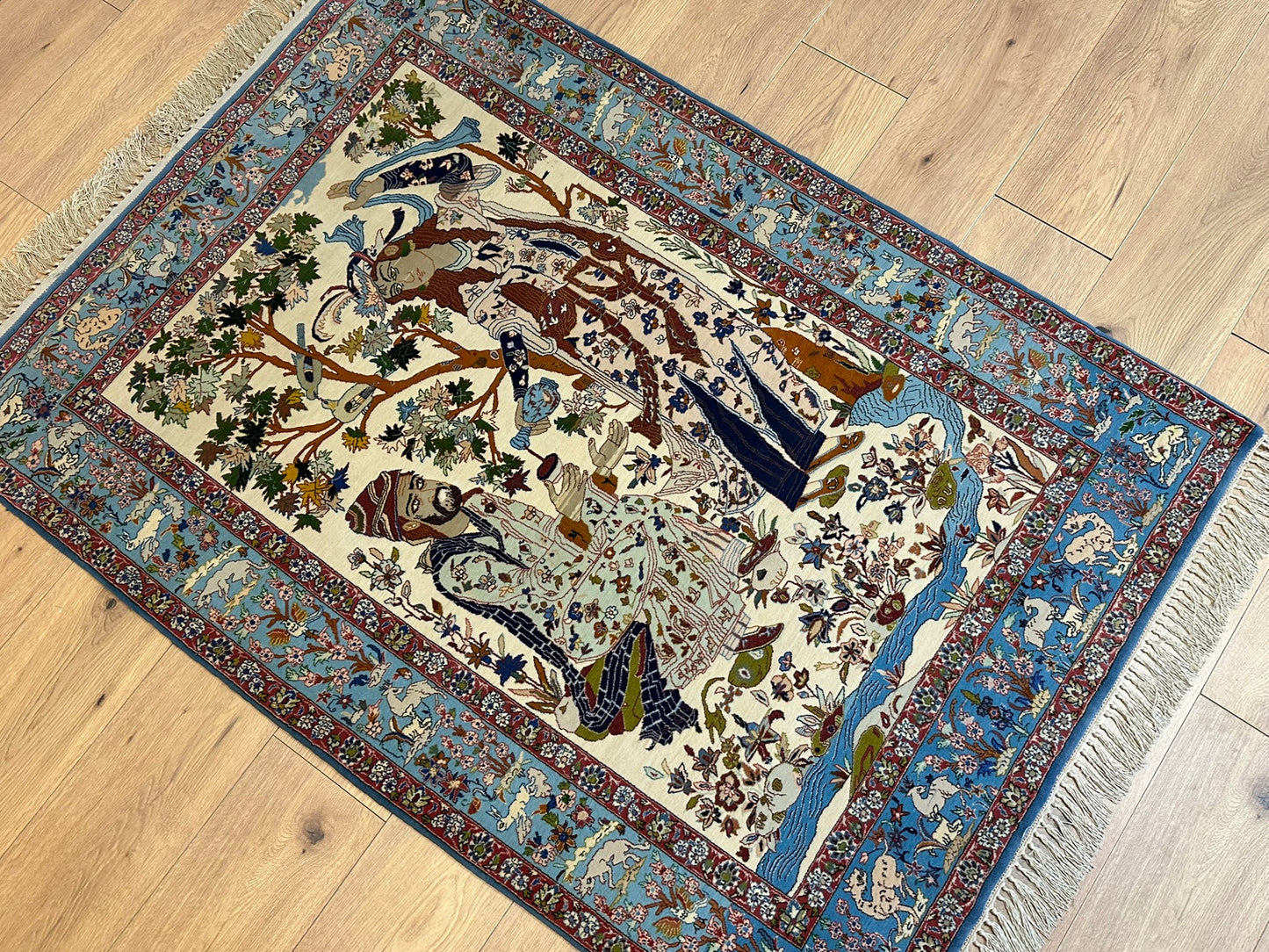 Orientteppich handgeknüpft Isfahan seide 160x110 cm