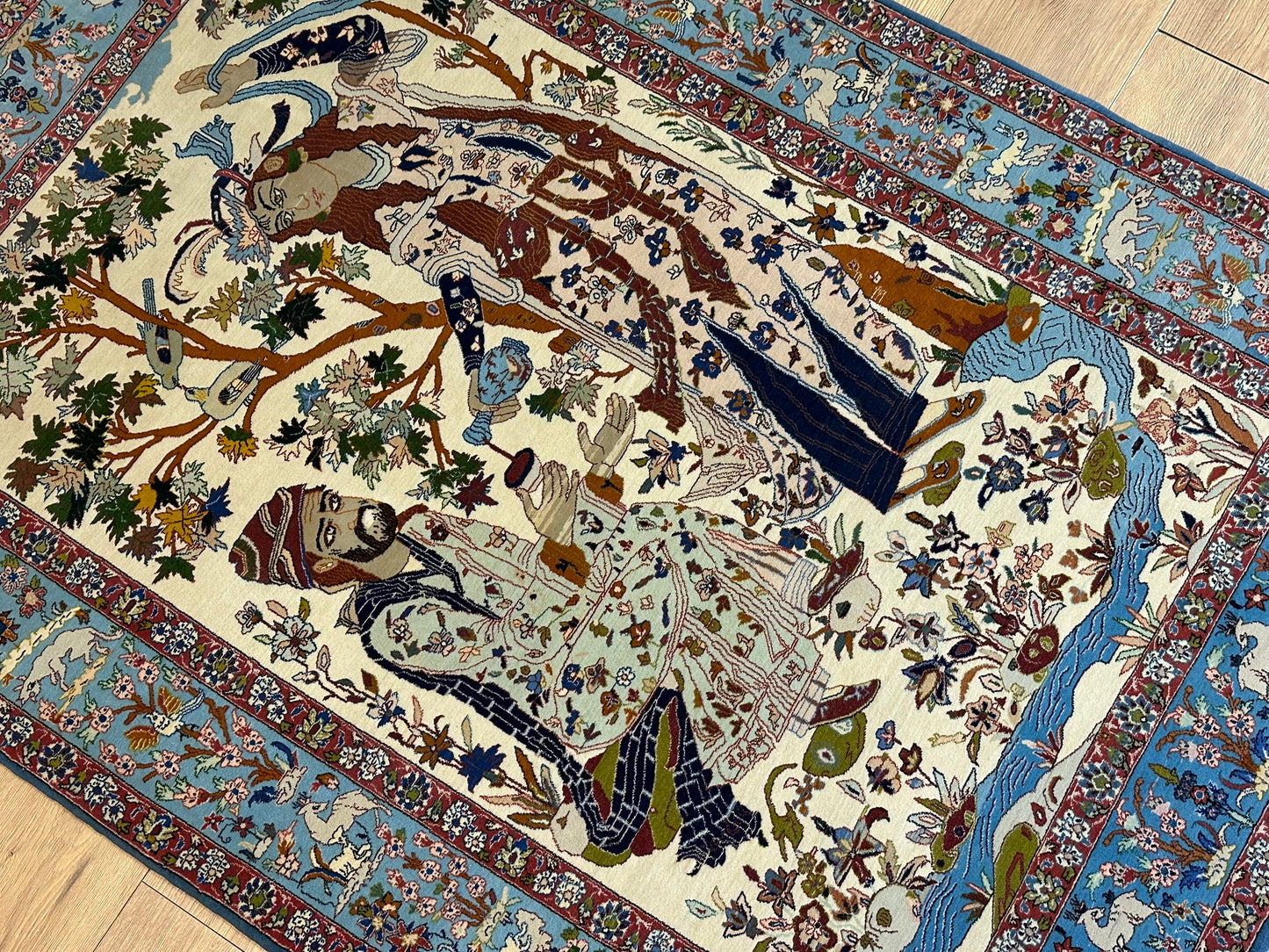 Orientteppich handgeknüpft Isfahan seide 160x110 cm