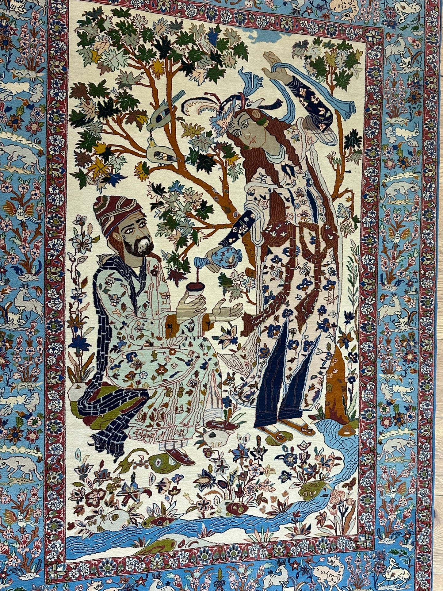 Orientteppich handgeknüpft Isfahan seide 160x110 cm