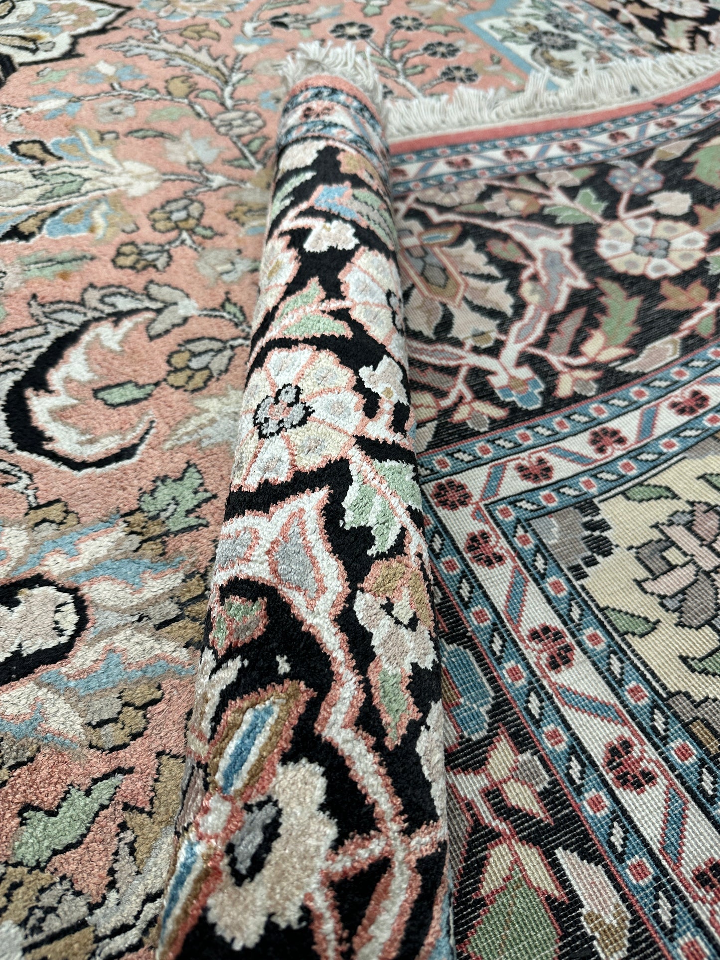 Handgeknüpfter Orientteppich Kaschmir Seiden Ghom Seidenteppich 360x270 cm