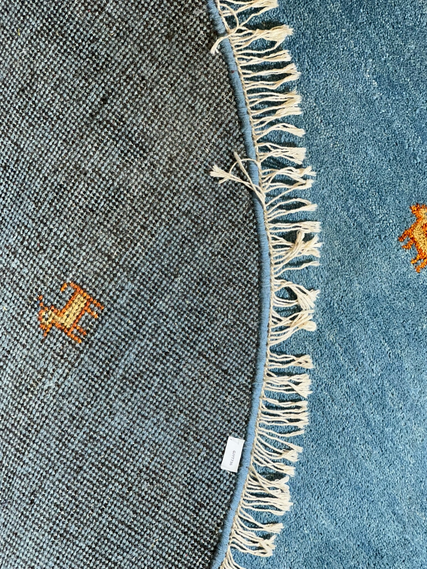 Moderner Gabbeh Teppich handgeknüpft rund ca. 150 cm