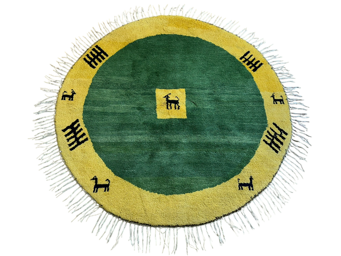 Moderner Gabbeh Teppich handgeknüpft rund ca. 145 cm