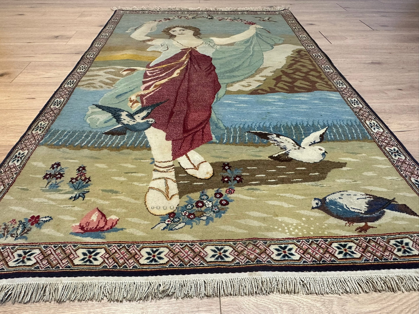 Orientteppich handgeknüpft Keschan Bilder teppich 176x110 cm