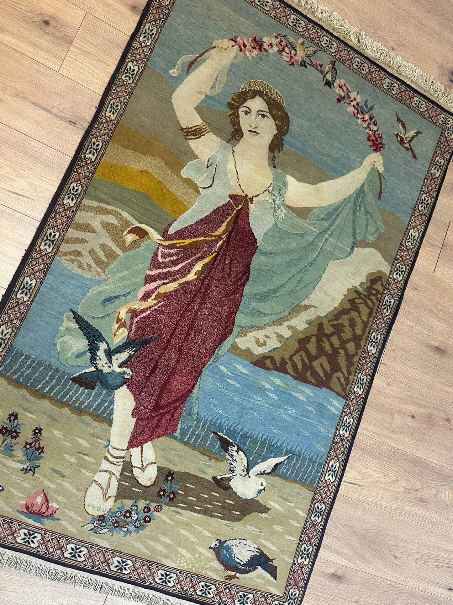 Orientteppich handgeknüpft Keschan Bilder teppich 176x110 cm