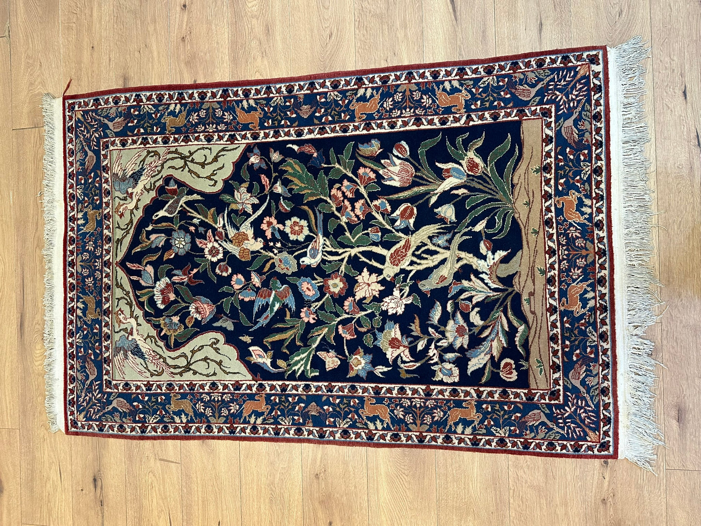 Orientteppich handgeknüpft Semi Antik Isfahan Lebensbaum 170x108 cm