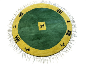 Moderne Gabbeh Teppich Rund Indisch Handgeknüpft Ø 150 cm