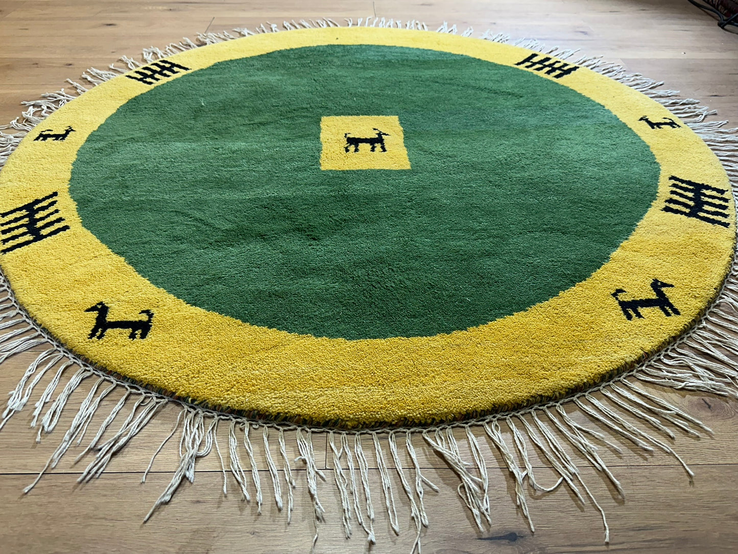 Moderne Gabbeh Teppich Rund Indisch Handgeknüpft Ø 150 cm