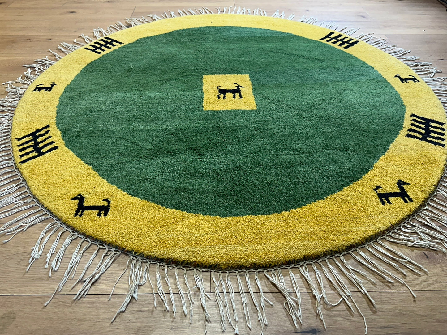 Moderne Gabbeh Teppich Rund Indisch Handgeknüpft Ø 150 cm