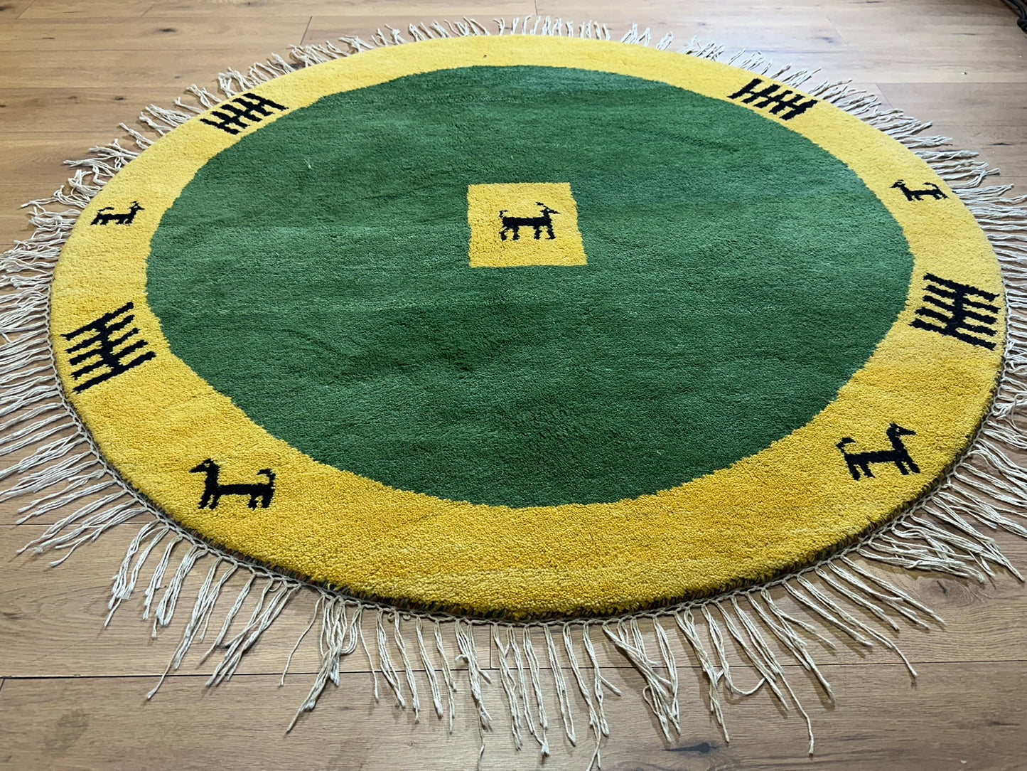 Moderne Gabbeh Teppich Rund Indisch Handgeknüpft Ø 150 cm