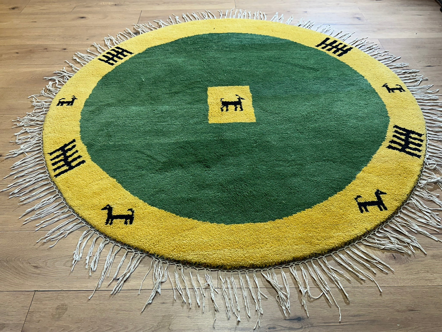 Moderne Gabbeh Teppich Rund Indisch Handgeknüpft Ø 150 cm