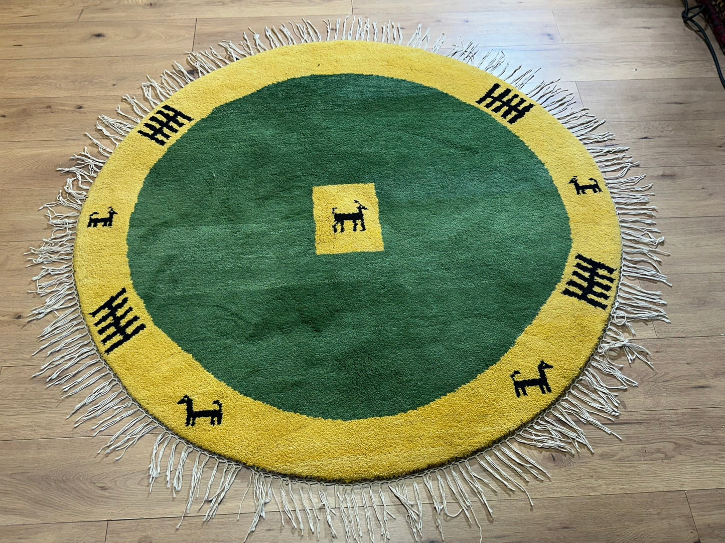 Moderne Gabbeh Teppich Rund Indisch Handgeknüpft Ø 150 cm