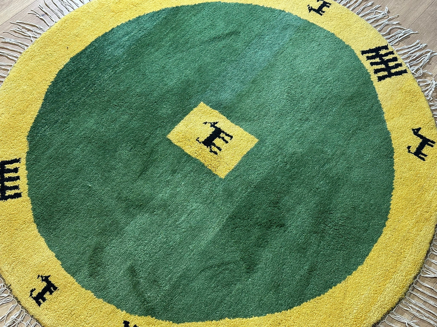 Moderne Gabbeh Teppich Rund Indisch Handgeknüpft Ø 150 cm