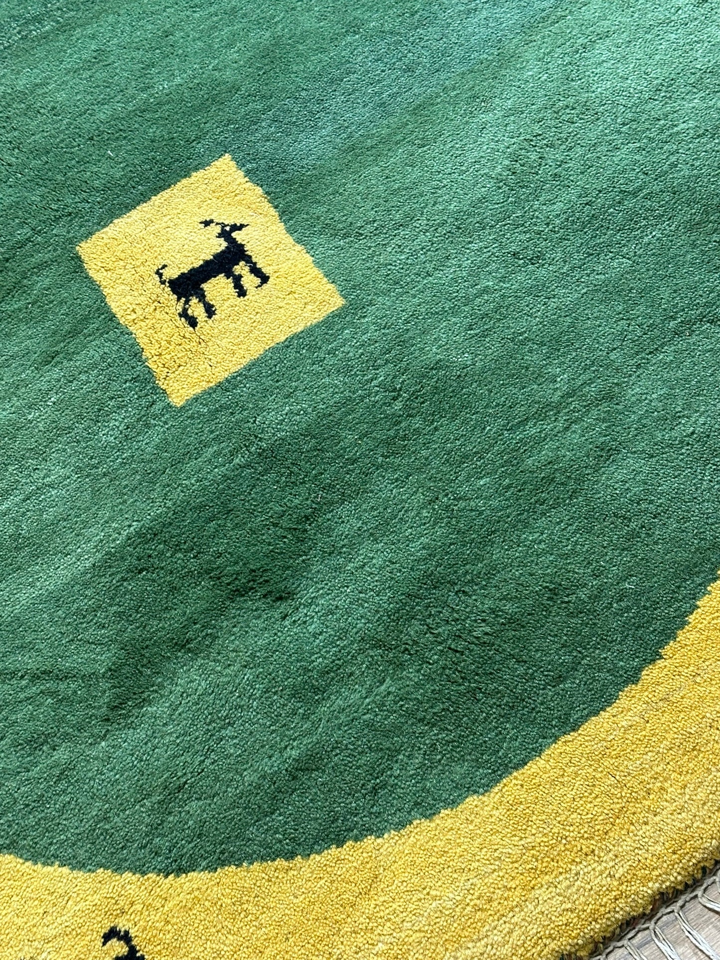 Moderne Gabbeh Teppich Rund Indisch Handgeknüpft Ø 150 cm