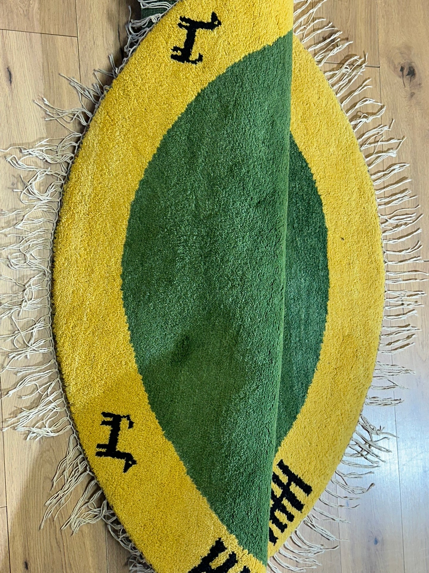 Moderne Gabbeh Teppich Rund Indisch Handgeknüpft Ø 150 cm