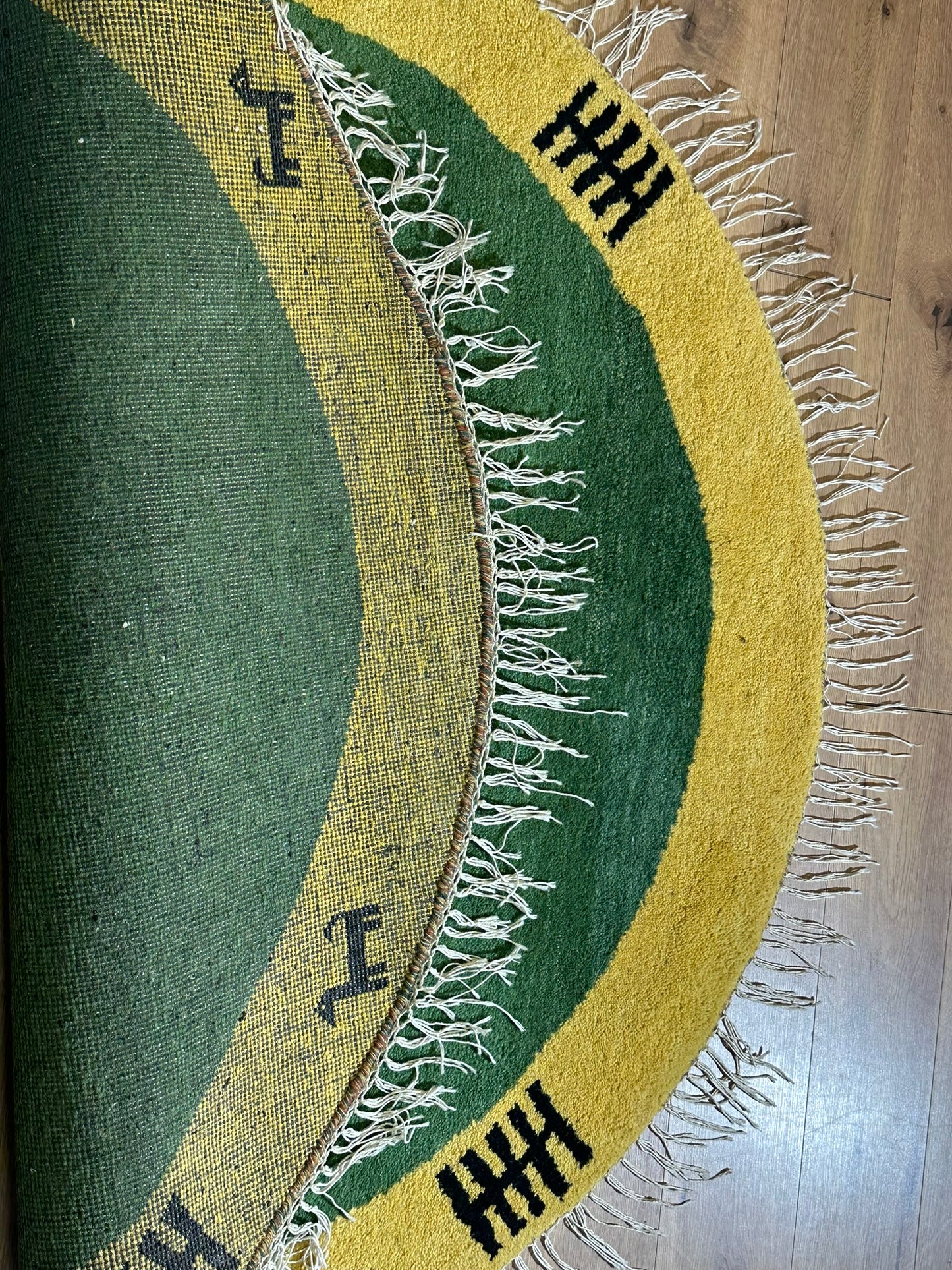 Moderne Gabbeh Teppich Rund Indisch Handgeknüpft Ø 150 cm