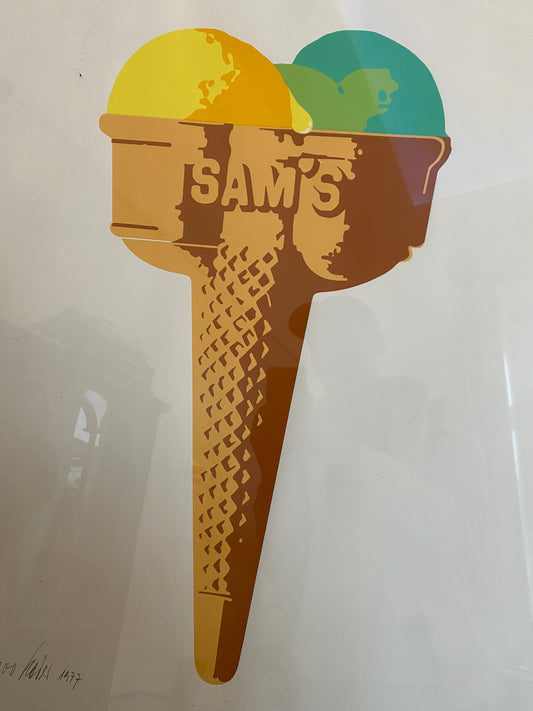 Amerikanischer Pop Art (1977) Original Grafik Sam"s Eis Auflage 1/100