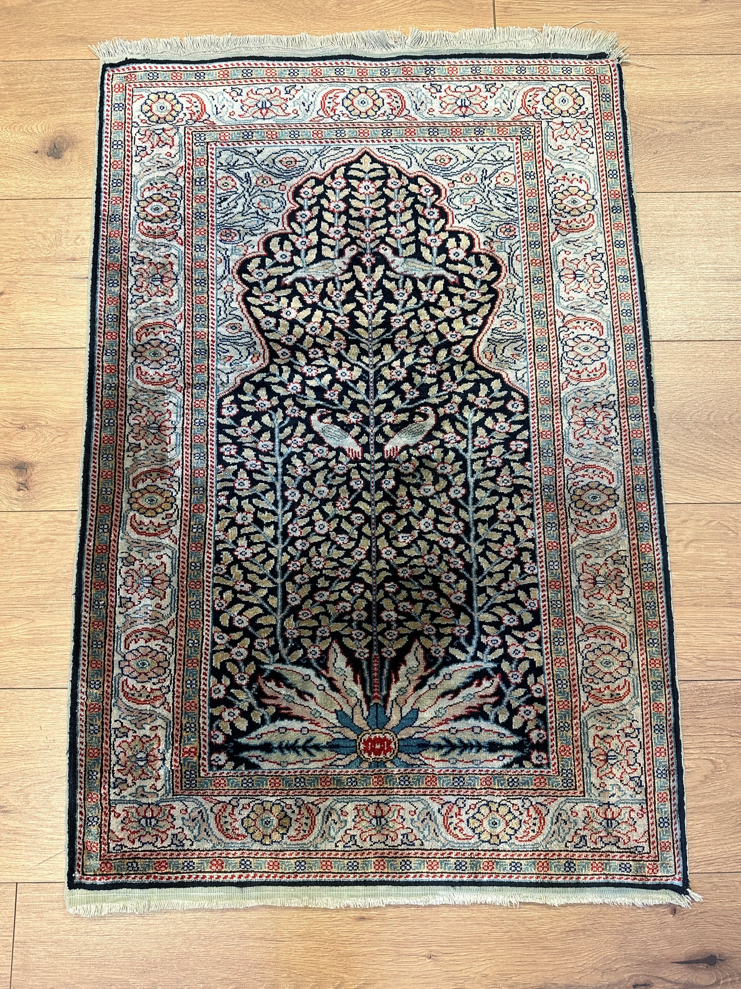 Handgeknüpfter Orientteppich - Türkei Kayseri Seidenteppich, 100x65 cm
