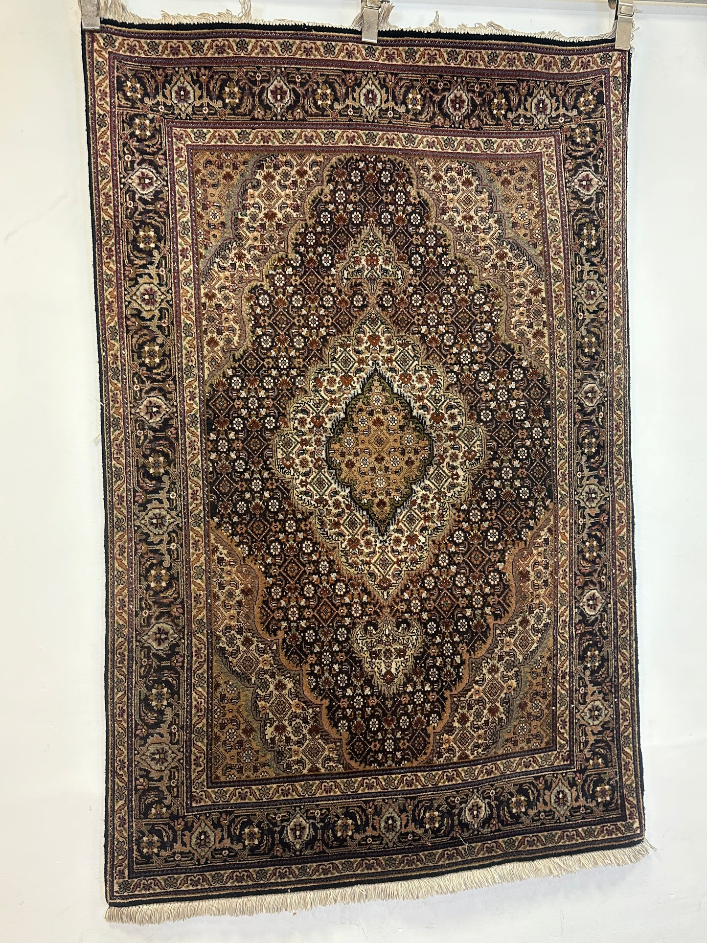 Handgeknüpfter Perser Orientteppich  Täbriz Mahi Kork auf Seide 155x100cm