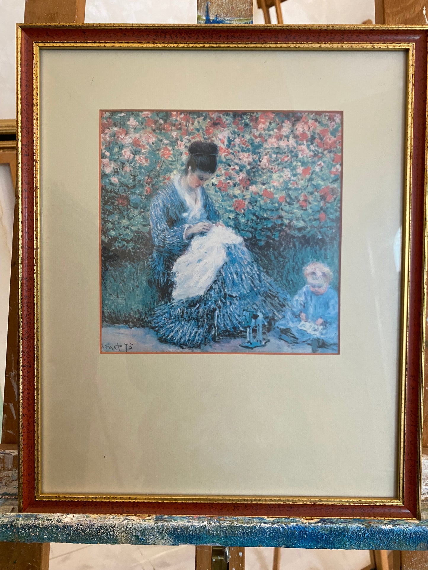 Claude Monet (1840-1926) Grafisches Bild Camille Monet und ein Kind im Garten