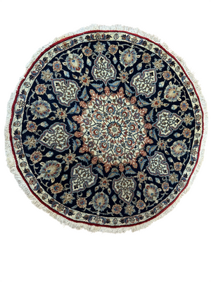 Orientteppich handgeknüpft Nain rund 80 cm