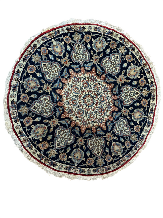 Orientteppich handgeknüpft Nain rund 80 cm