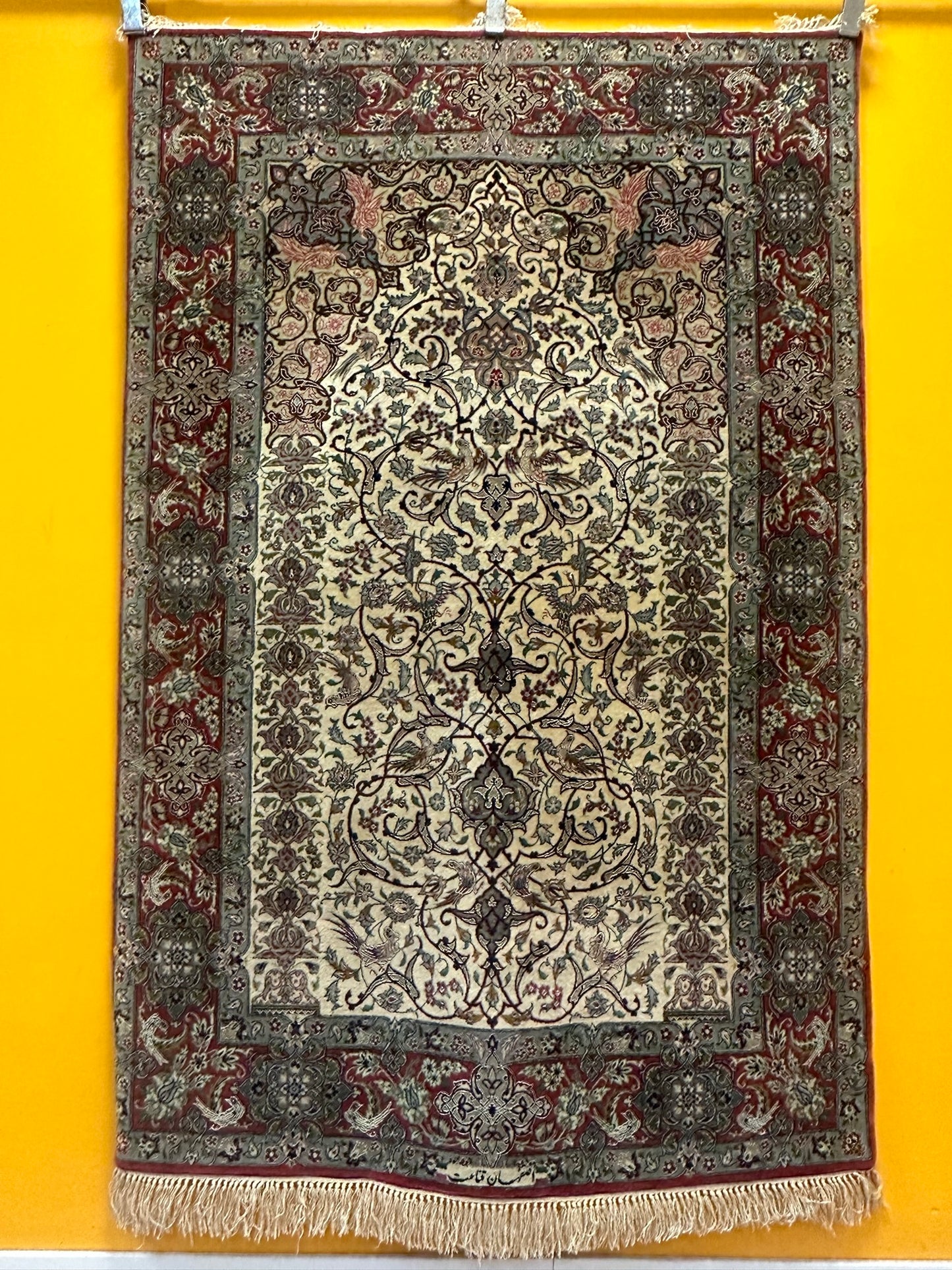 Handgeknüpfter Perser Orientteppich Isfahan -signiert Lebensbaum  170x115cm