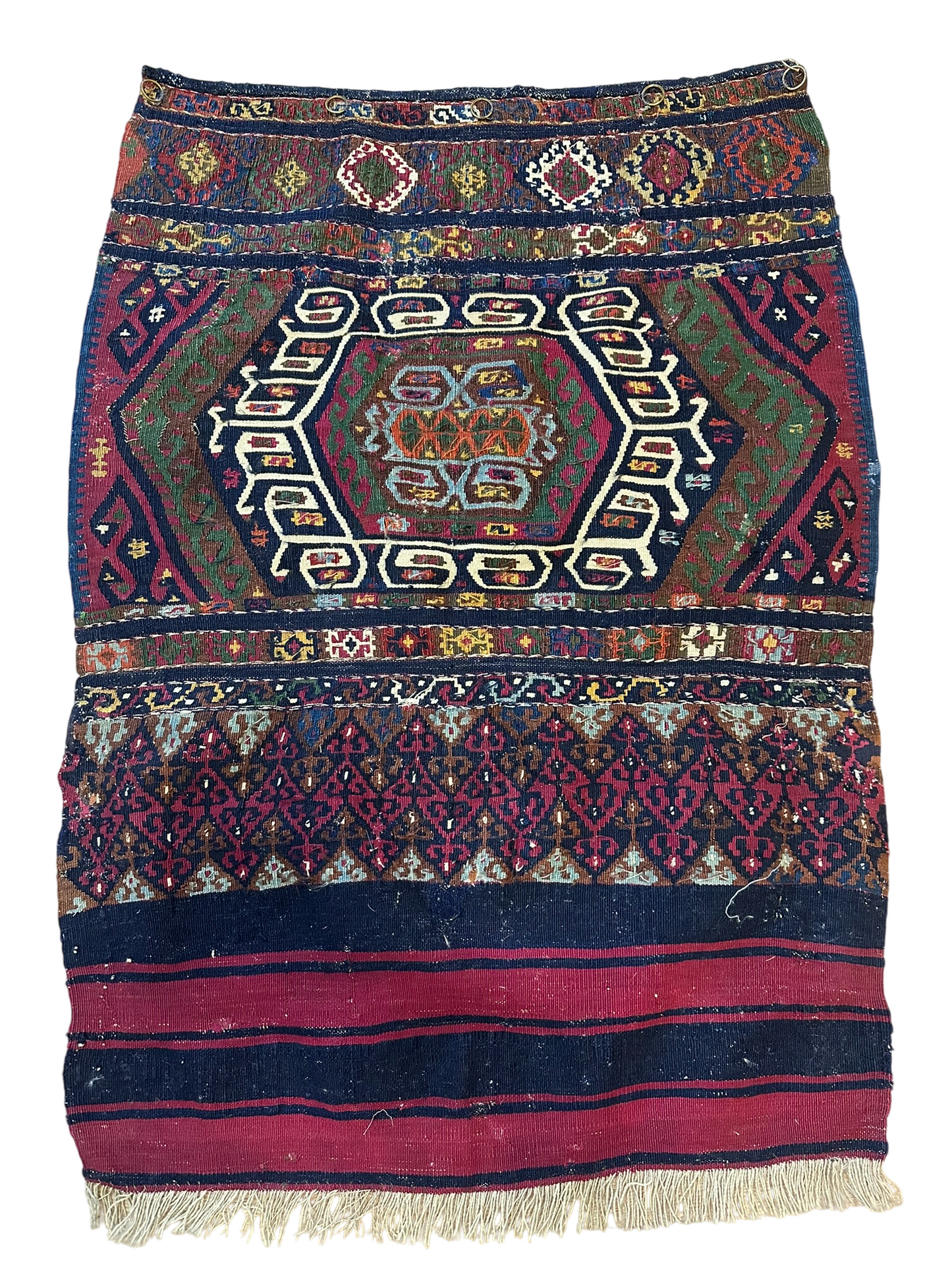 Antik Orientteppich handgeknüpft Kelim naturfarben 102x72 cm