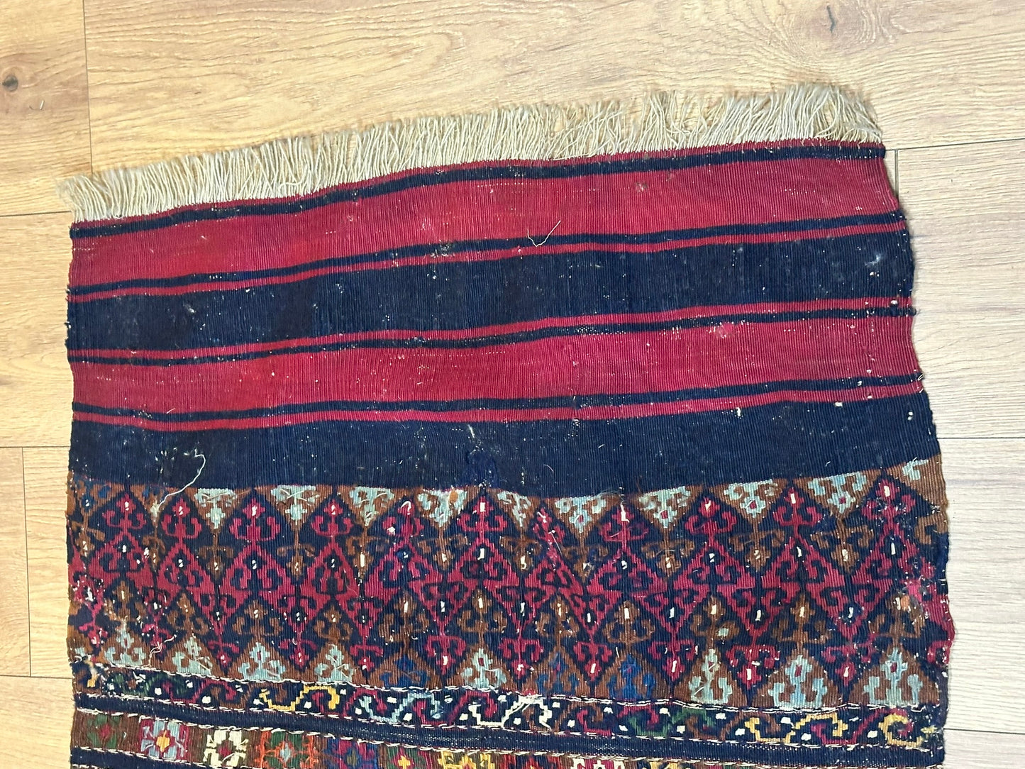 Antik Orientteppich handgeknüpft Kelim naturfarben 102x72 cm