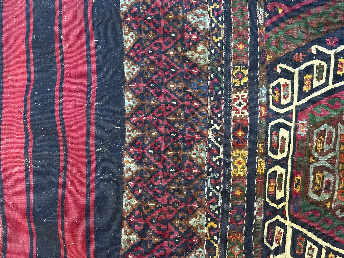 Antik Orientteppich handgeknüpft Kelim naturfarben 102x72 cm