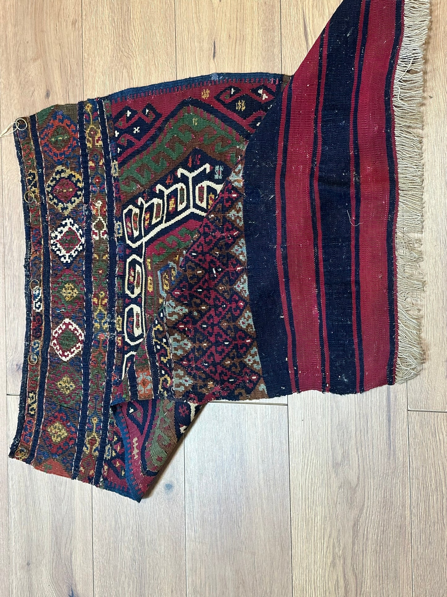 Antik Orientteppich handgeknüpft Kelim naturfarben 102x72 cm