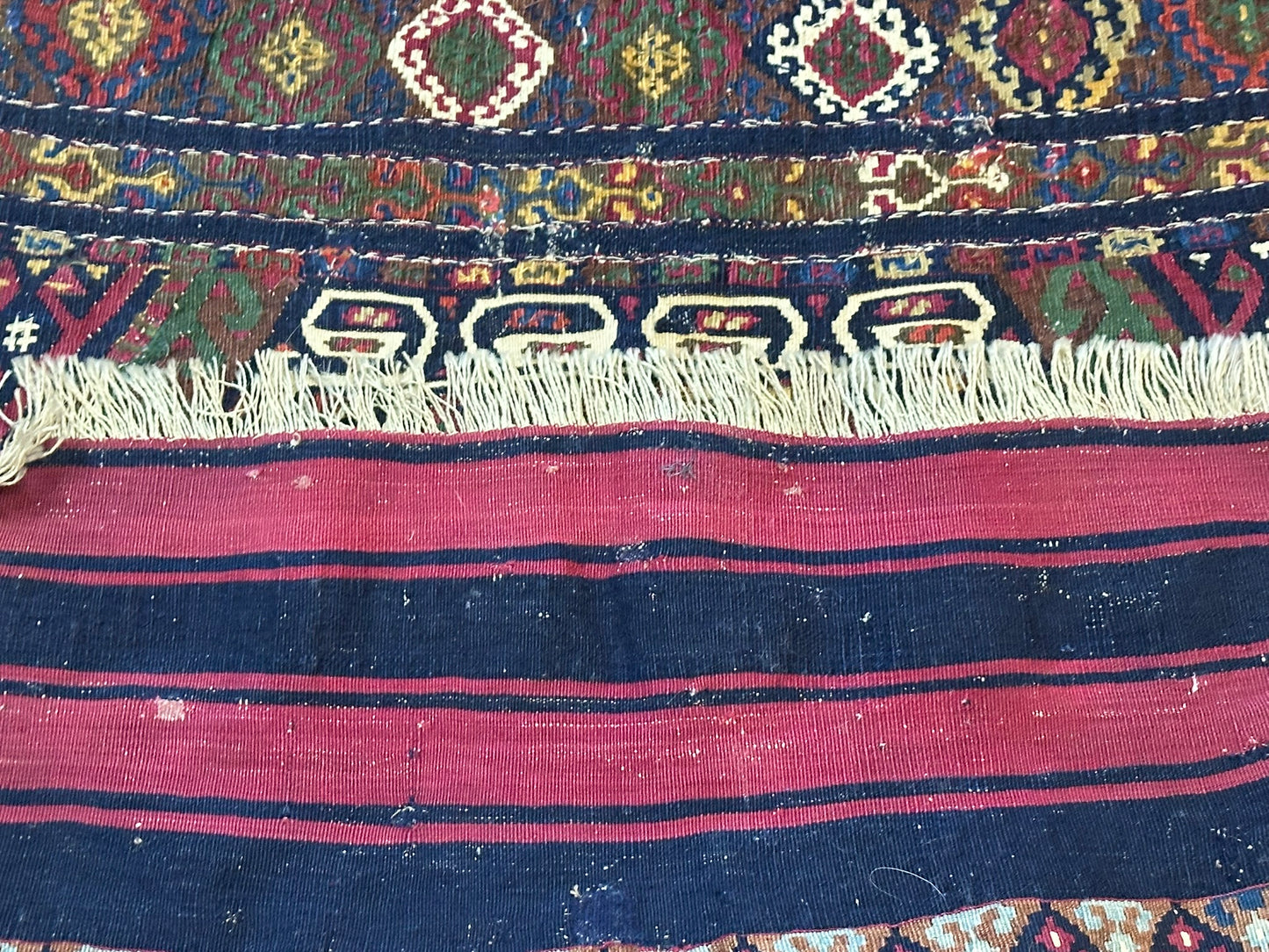 Antik Orientteppich handgeknüpft Kelim naturfarben 102x72 cm