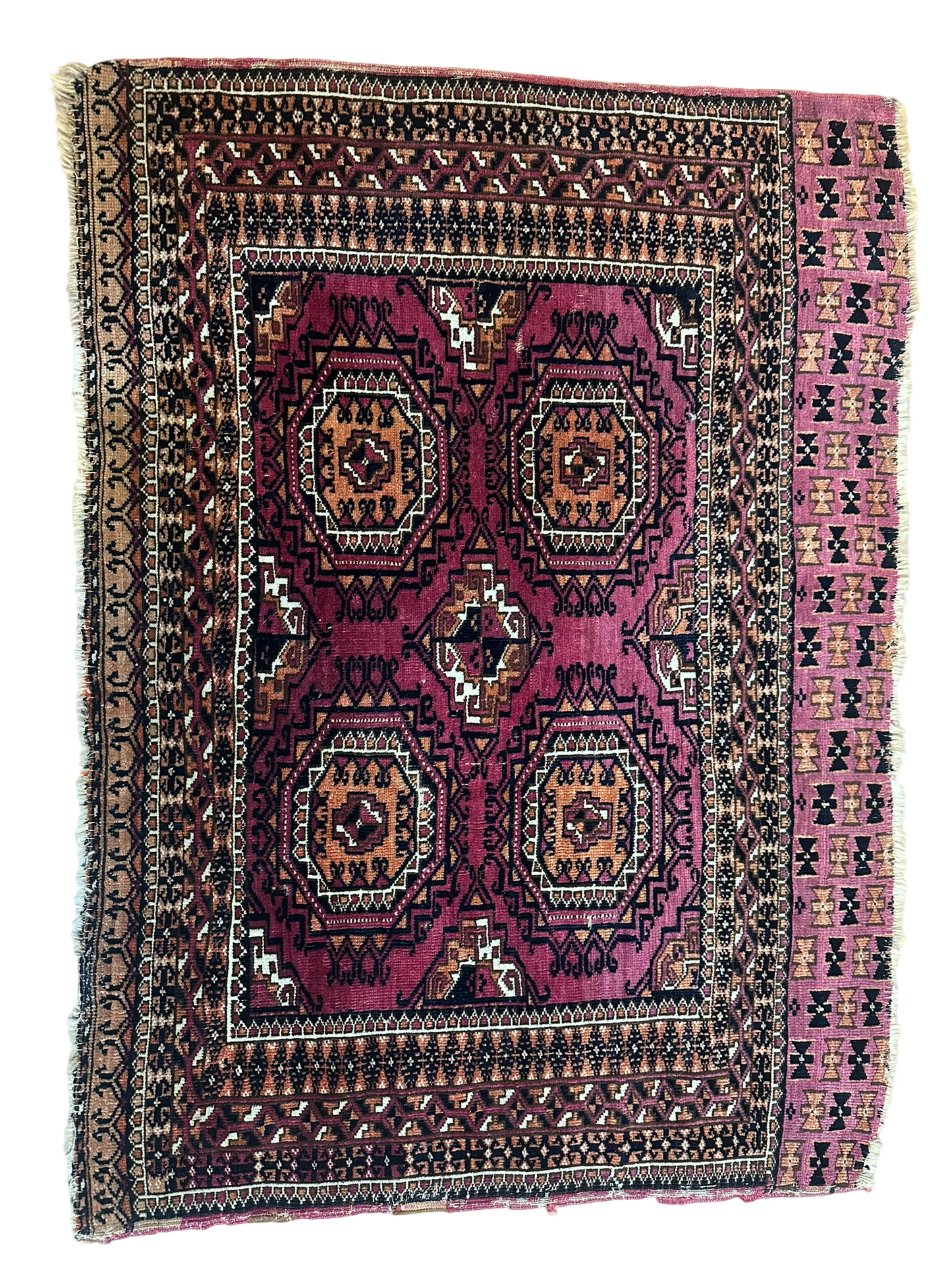 Antik Orientteppich handgeknüpft 120x88 cm Jomut Buchara naturfarben