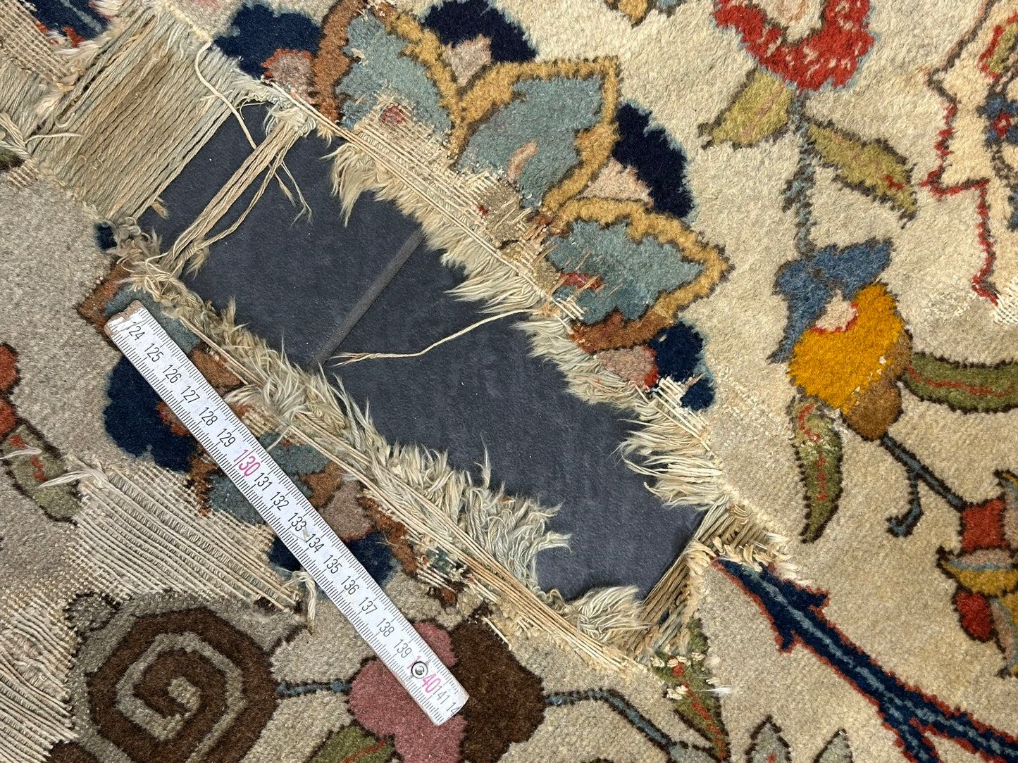 Antik Orientteppich handgeknüpft 420x310 cm Täbriz Jugendstil Naturfarben