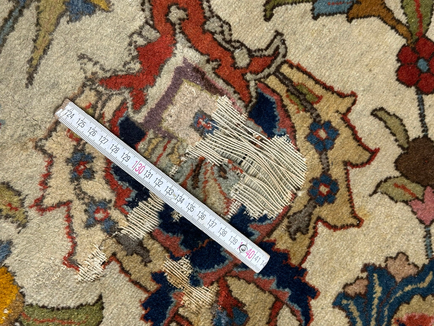 Antik Orientteppich handgeknüpft 420x310 cm Täbriz Jugendstil Naturfarben