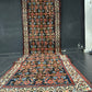 Antik Orientteppich handgeknüpft 390x103 cm Malayer Läufer naturfarben