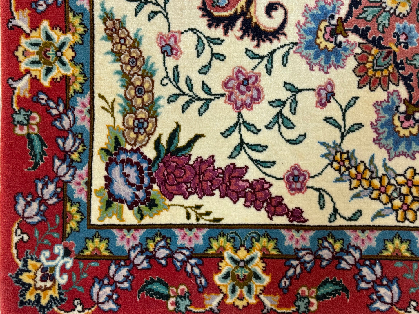 Orientteppich Täbriz Handgeknüpft Korkwolle mit Seide 69x90cm