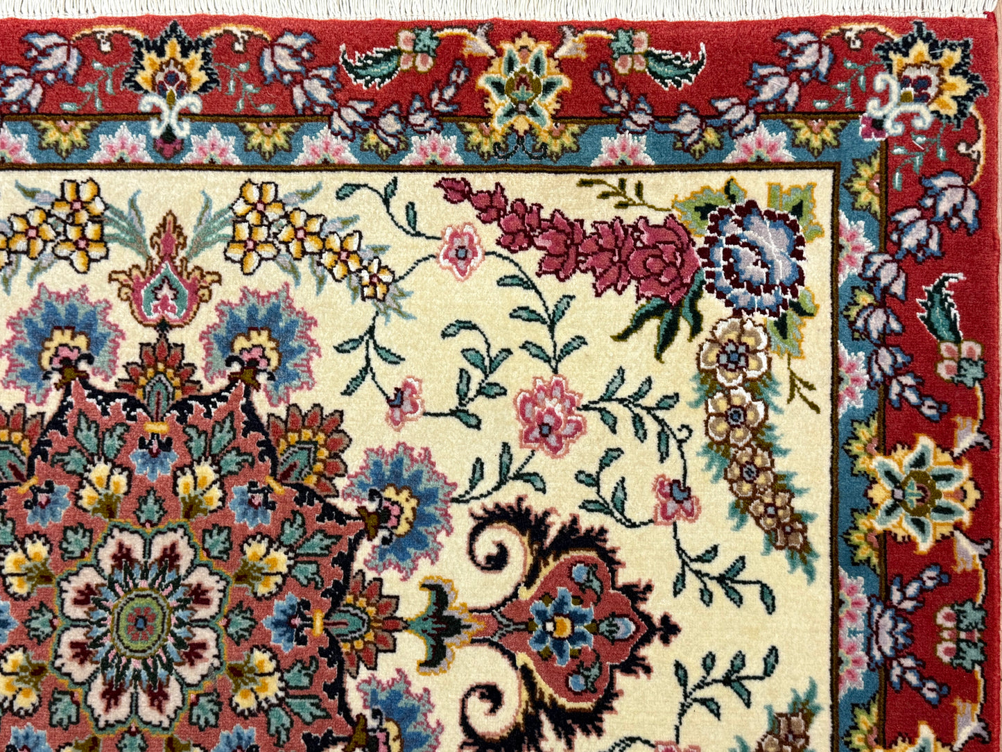 Orientteppich Täbriz Handgeknüpft Korkwolle mit Seide 69x90cm