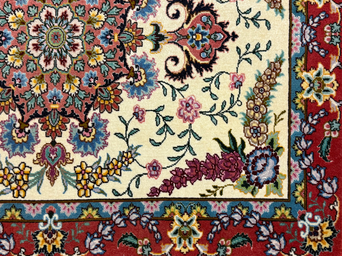 Orientteppich Täbriz Handgeknüpft Korkwolle mit Seide 69x90cm