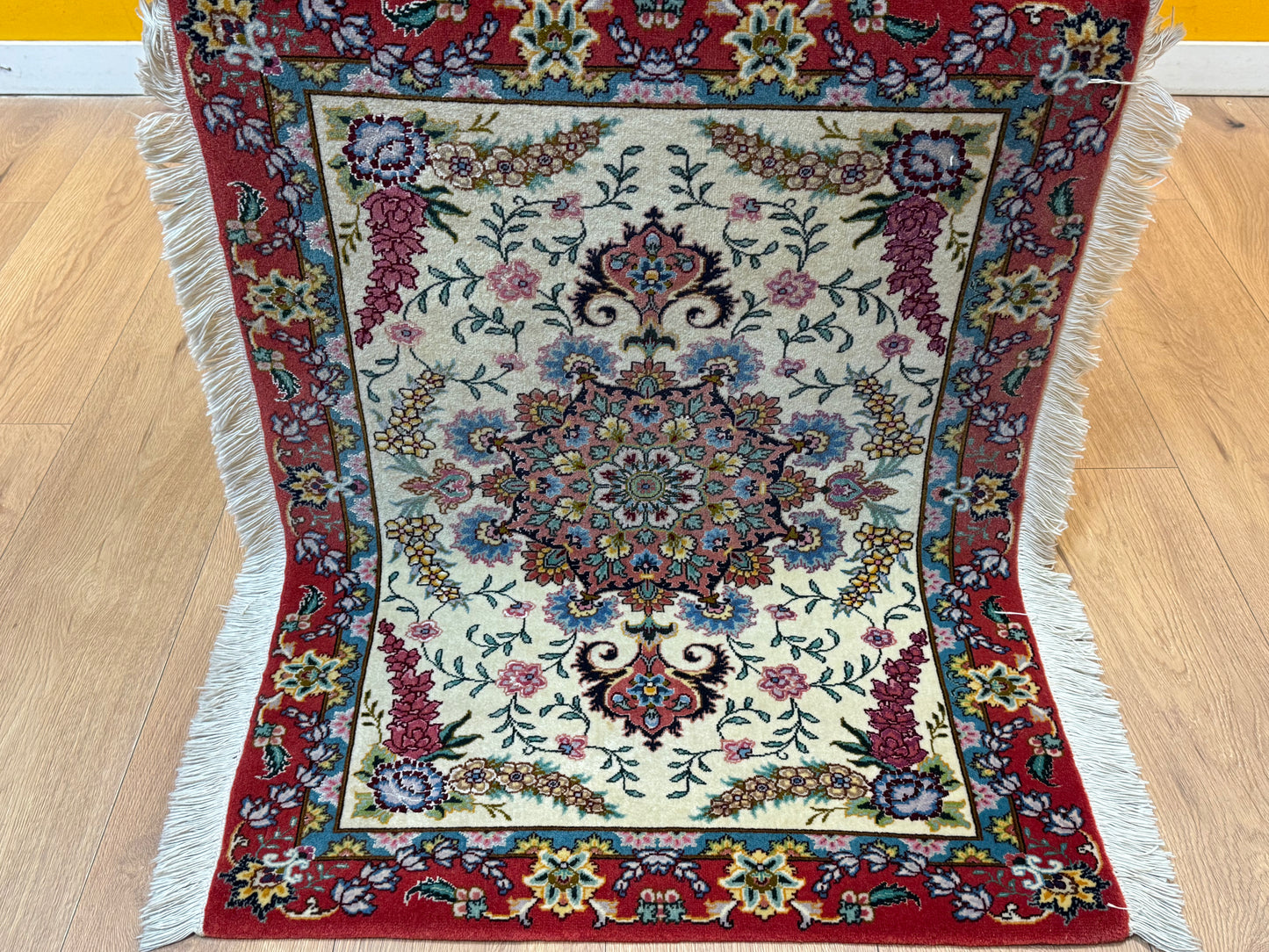 Orientteppich Täbriz Handgeknüpft Korkwolle mit Seide 69x90cm