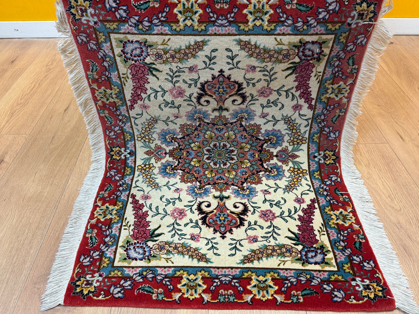 Orientteppich Täbriz Handgeknüpft Korkwolle mit Seide 69x90cm