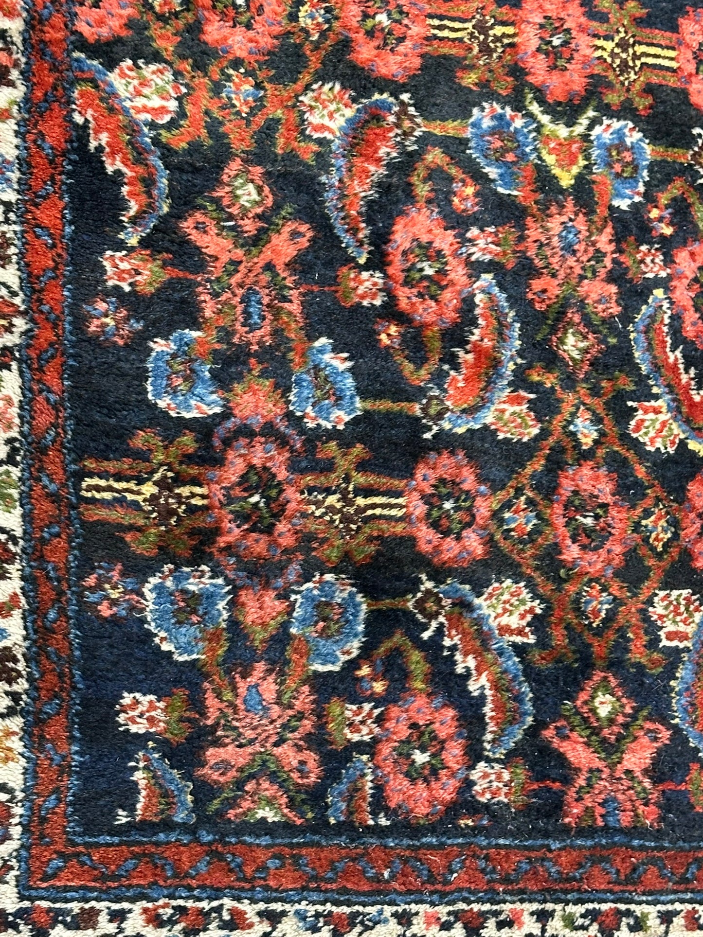 Antik Orientteppich handgeknüpft 390x103 cm Malayer Läufer naturfarben