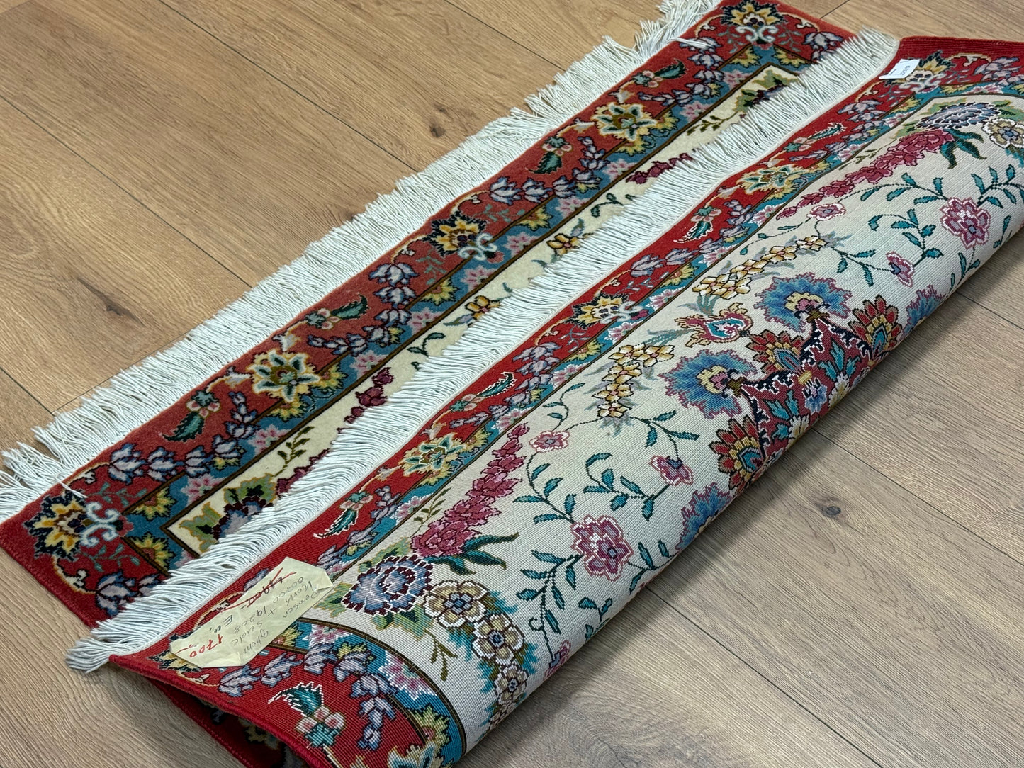 Orientteppich Täbriz Handgeknüpft Korkwolle mit Seide 69x90cm