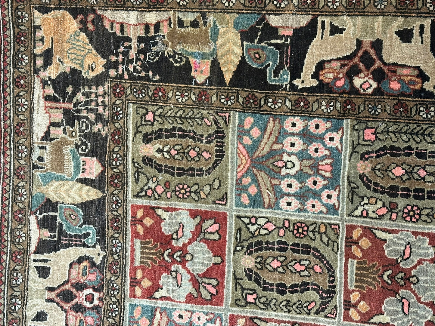 Orientteppich handgeknüpft selten antiker feiner felder bidjar top  174x125 cm