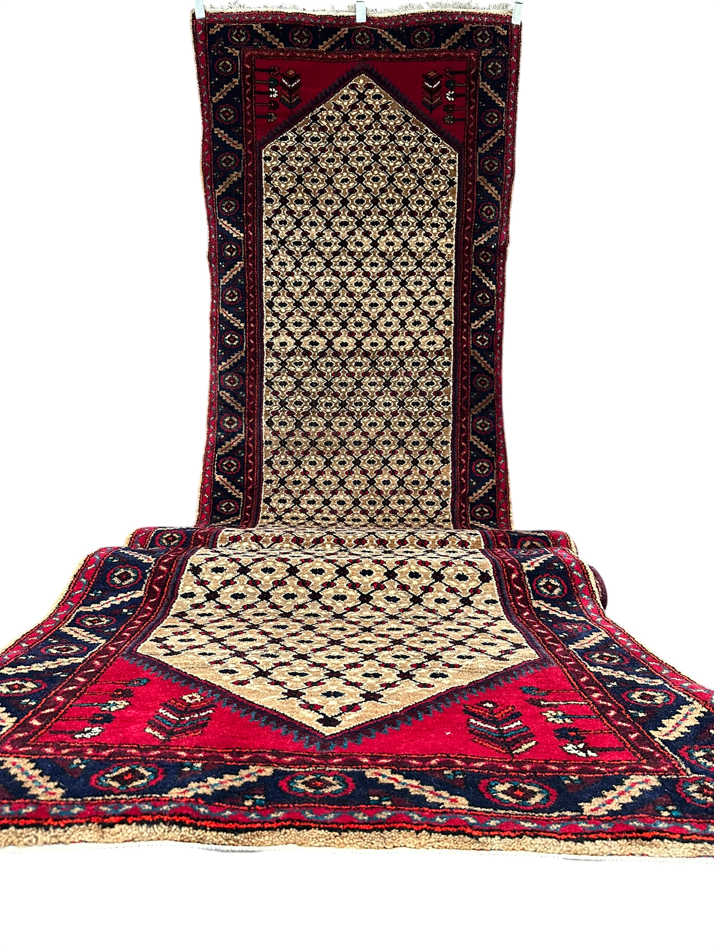 Orientteppich handgeknüpft 407x102 cm Hamadan Läufer